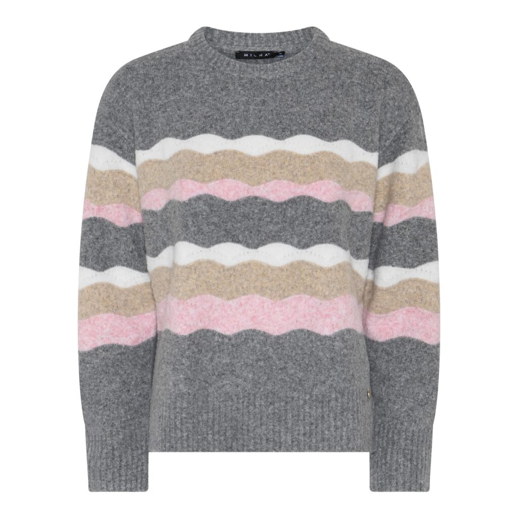 Micha pull Comfy Wave Knit grijs/camel/rose
