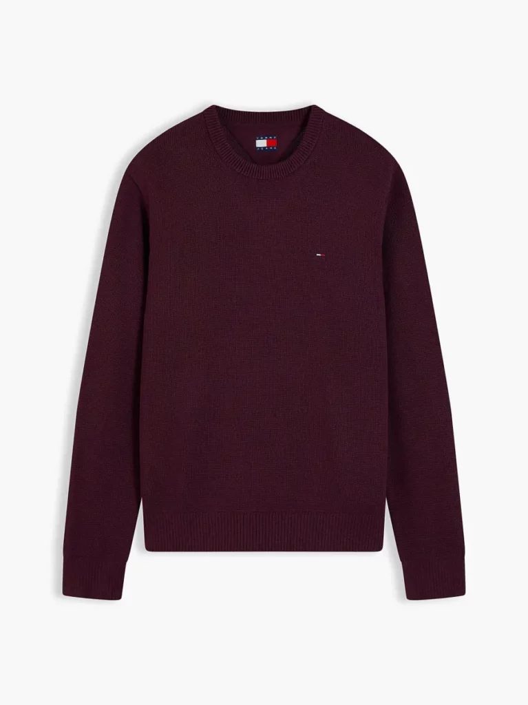 Tommy Hilfiger sweater met logo ronde hals bordeaux