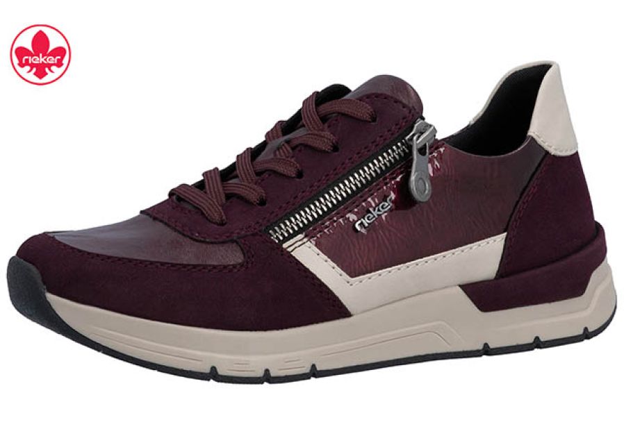 Rieker sneaker met rits bordeaux combi