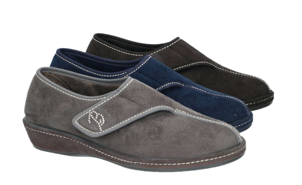Belizia pantoffel dames donkerblauw met velcro